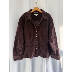 CJ Banks Stretch Corduroy Shirt Jacket Women's 2X Chocolate Brown